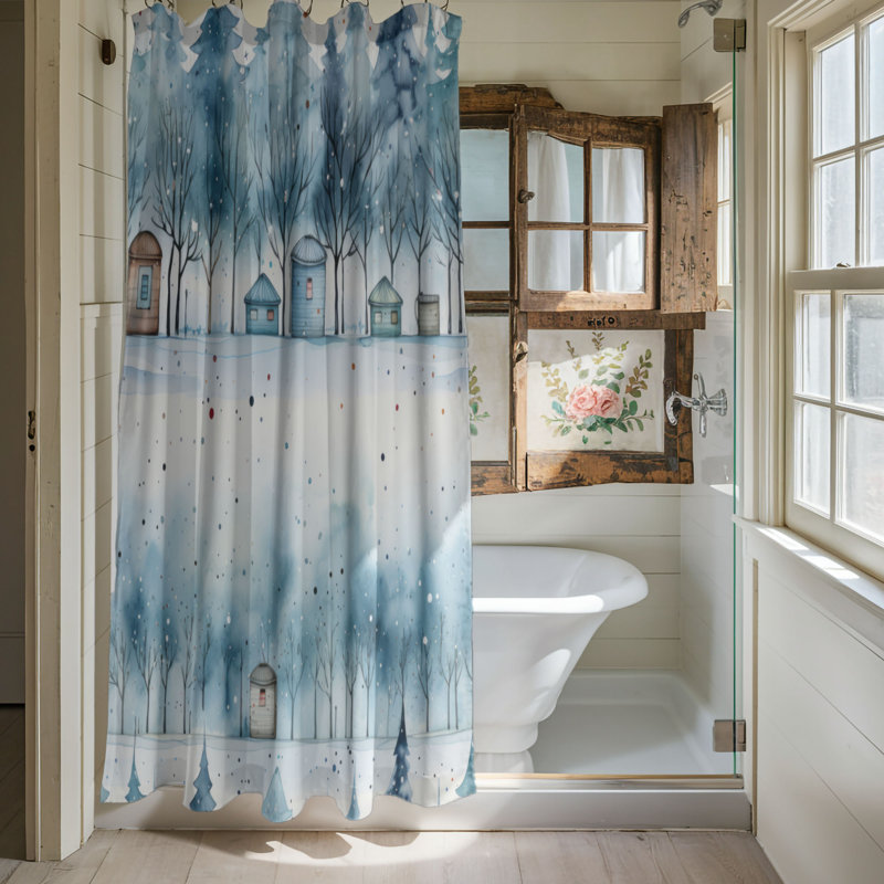 Rideau de douche de qualité supérieure Arctic Refuge, H 74 po x l 71 po