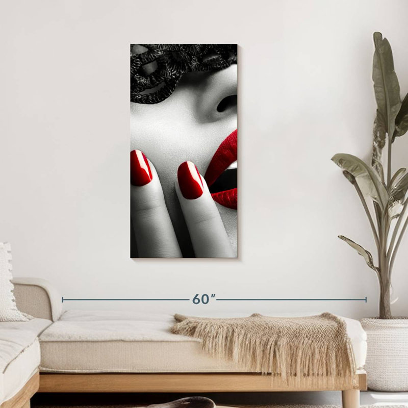 Red Lips Canvas Print, 21" H x 42" W x 1.25" D