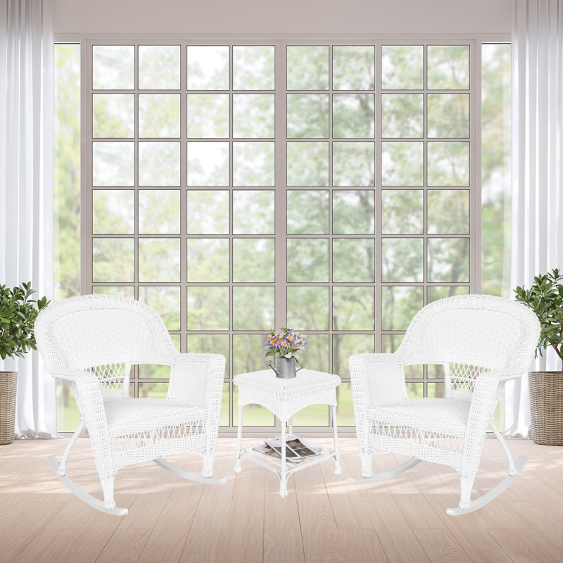 Starner 2 - Person Patio Conversation Set with Cushions, White, No Cushion