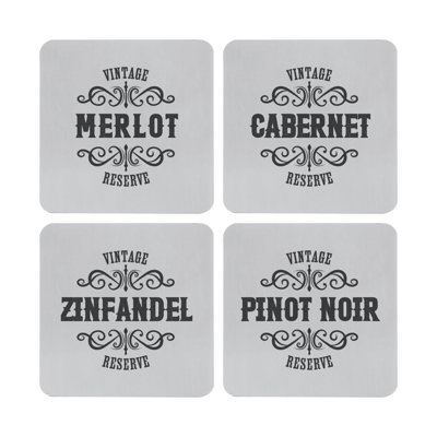 Stainless Steel Square 4 Piece Coaster Set