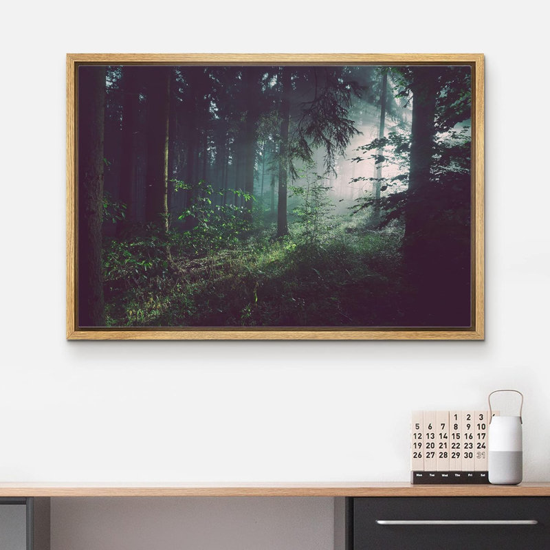 Nature, paysage, soleil, passage, vert, forêt, sur, toile, photographie, Cadre naturel, H 24 po x l 36 po x P 1,5 po