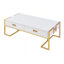 Table basse moderne moderne avec 4 tiroirs et base dorée de 47,3 po-771090454