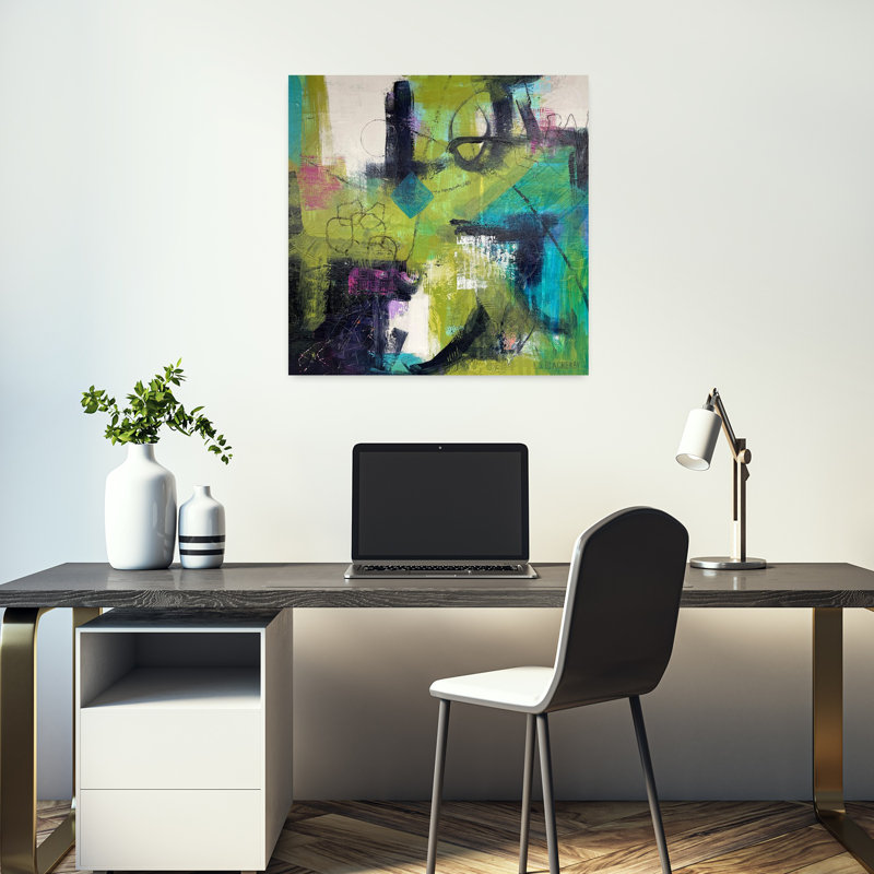 Art contemporain abstrait lumière d'été, H 18 po x l 18 po