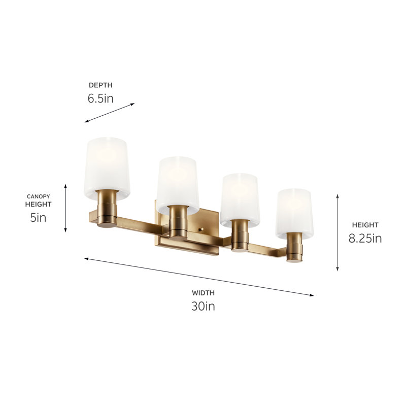 Éclairage de salle de bain 4 lumières à intensité variable Keison, Bronze champagne