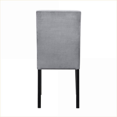 Set of 2 Slate Gray Velvet Upholstered Dining Side Chairs, Black Finish Wood Frame, Comfortable Seating for Adults