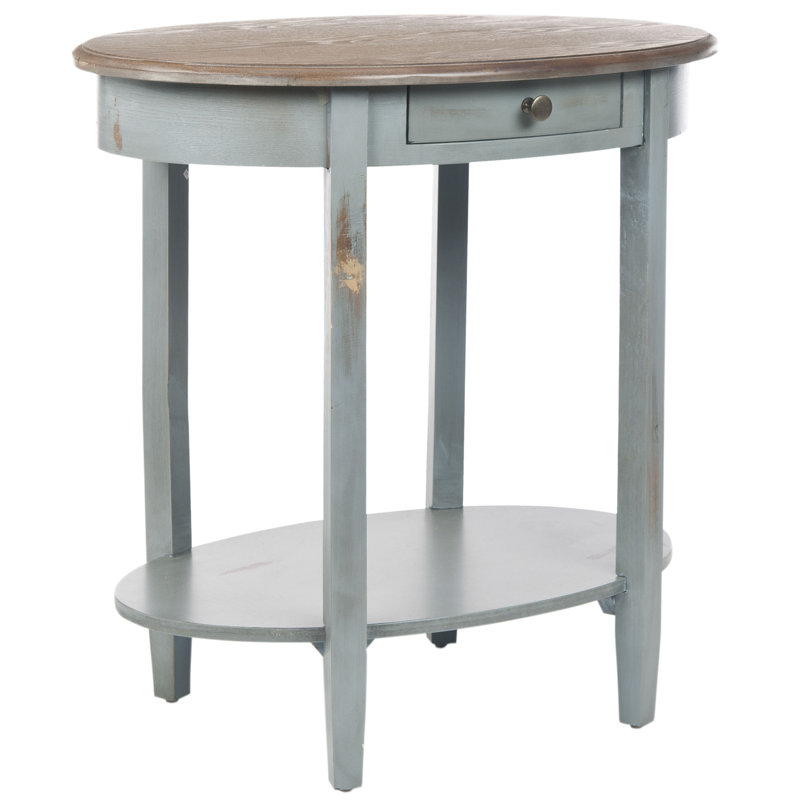 Table de bout avec rangement Bianca, Bleu gris