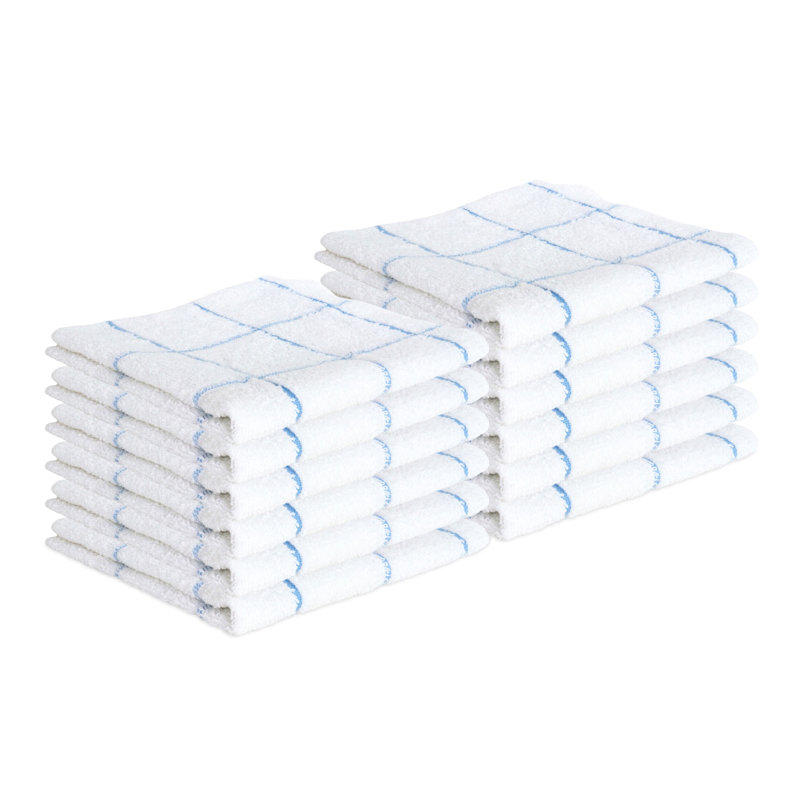 Cook's Linen 100% Cotton 12x12 Dishcloth (Pack of 12), Blue