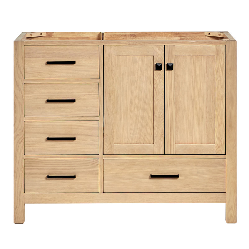 Cambridge 42'' W Single Bathroom Vanity Base, Oak , Matte Black