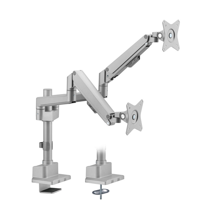 Mount-it Silver Motorized Adjustable Multi Screen Desk Mount for 32" Monitor Screen Holds up to 19.8lbs