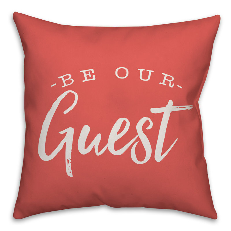  Be Our Guest Indoor/Outdoor Throw Pillow, Coral, 20" H x 20" W