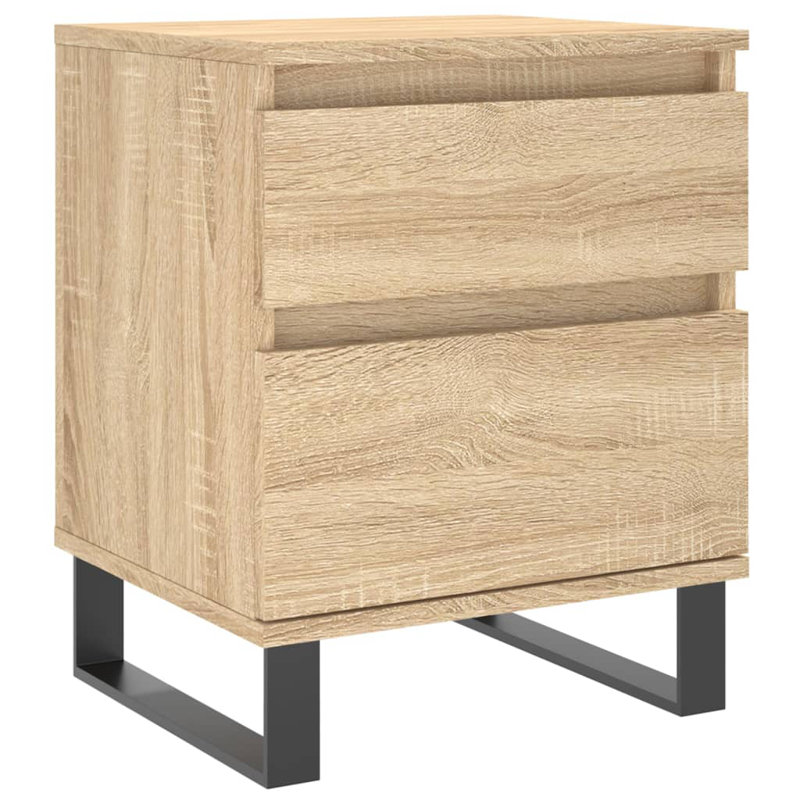 Mirka 40cm W Manufactured Wood Bedside Table, Light Oak