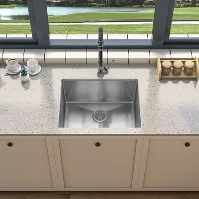 Sinber 23" x 18" Undermount Single Bowl Kitchen Sink, 18-Gauge T304 Stainless Steel, Satin Finish