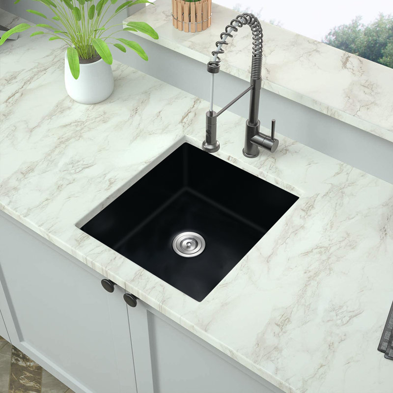 Évier de bar en quartz avec crépine à panier L 18 po x l 16 po Quartz