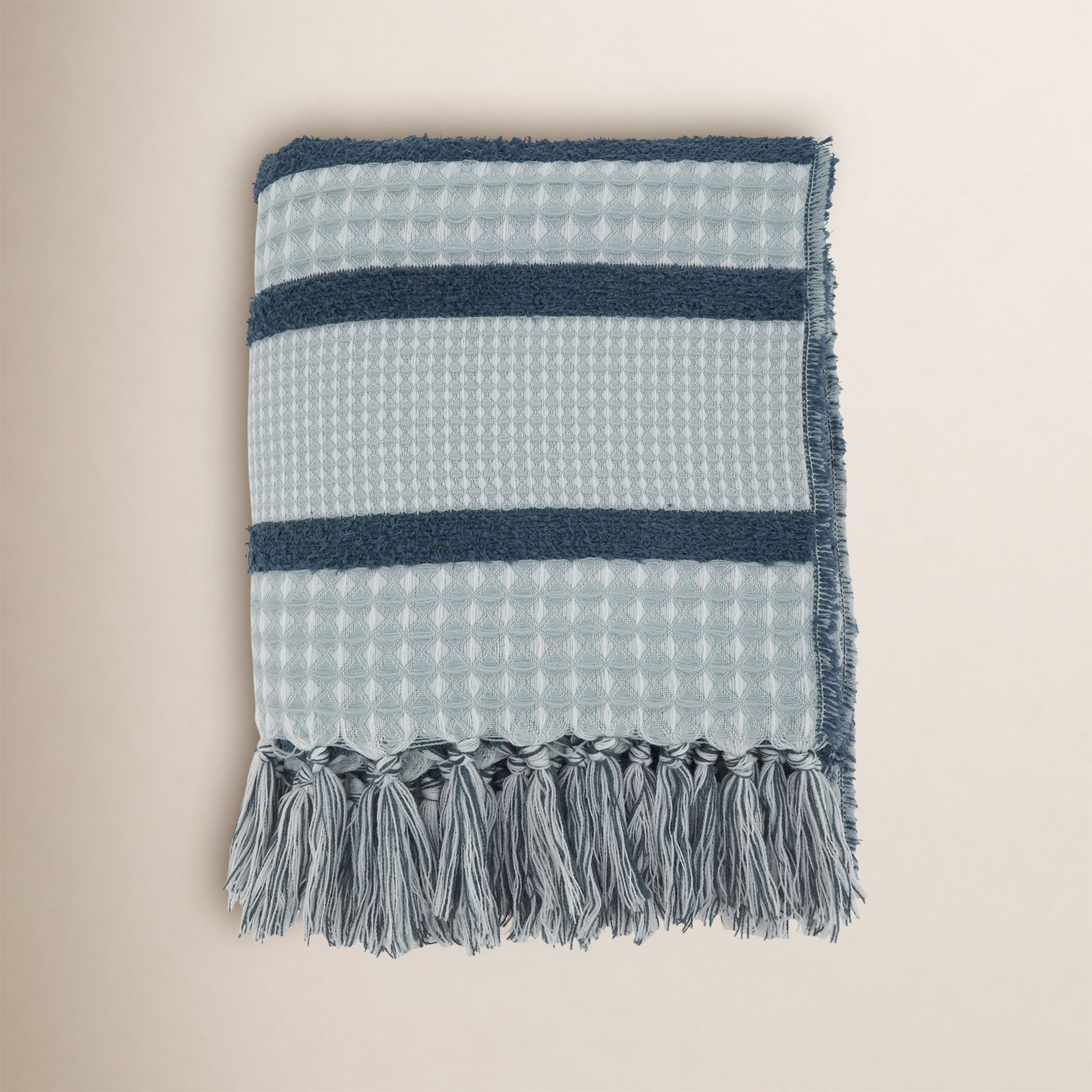 Angelica Waffle Throw Blanket, Navy Blue