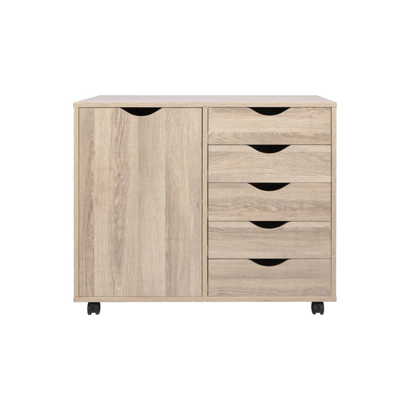Armoire de rangement de bureau à tiroirs larges 16 po Loyse, Naturel