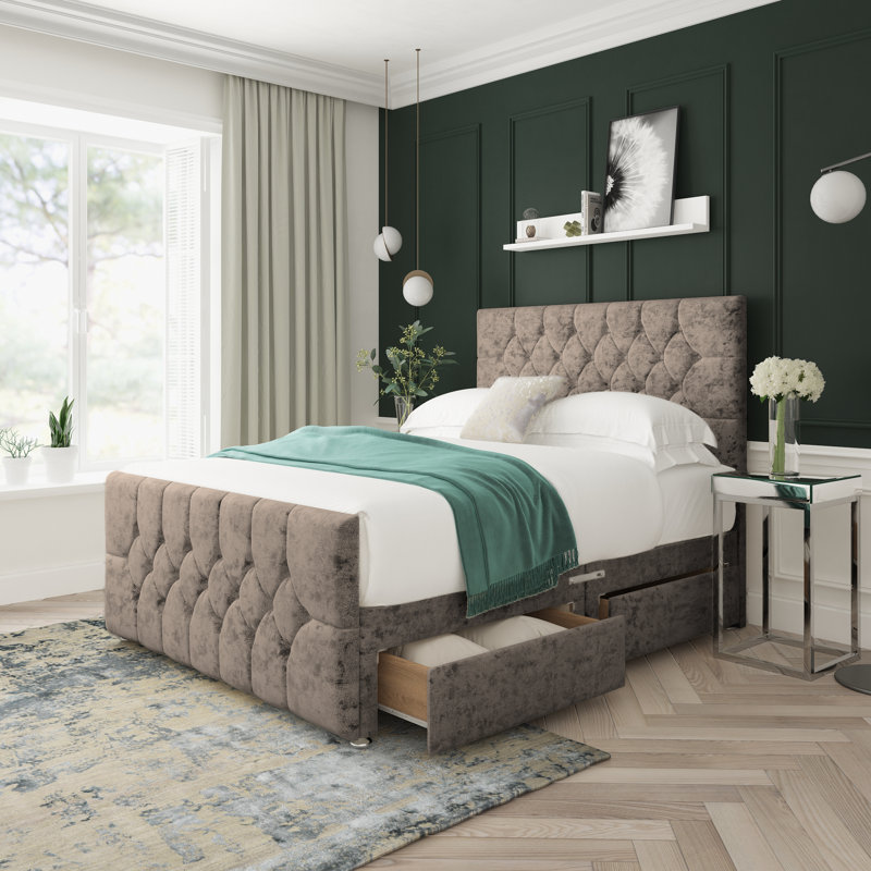 Divan Bed Base, Small Single (2'6), Mink, Right Side Drawers