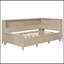 Lit de jour simple en bois avec tablettes de rangement et 3 tiroirs, lait blanc antique