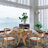 Glass Top Solid Wood Base Dining Table