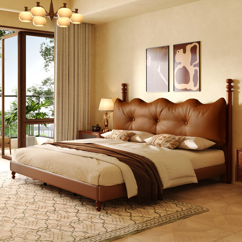 Kaneaki Faux Leather Upholstered Bed, Queen, Coffee