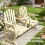 Banc de patio à 2 places avec pieds en forme de roue de chariot, table haute et parasol, bois de sapin, couleur bois naturel, l 60,6 po x P 25,6 po H 40,2 po, conception à lattes pour garder au sec