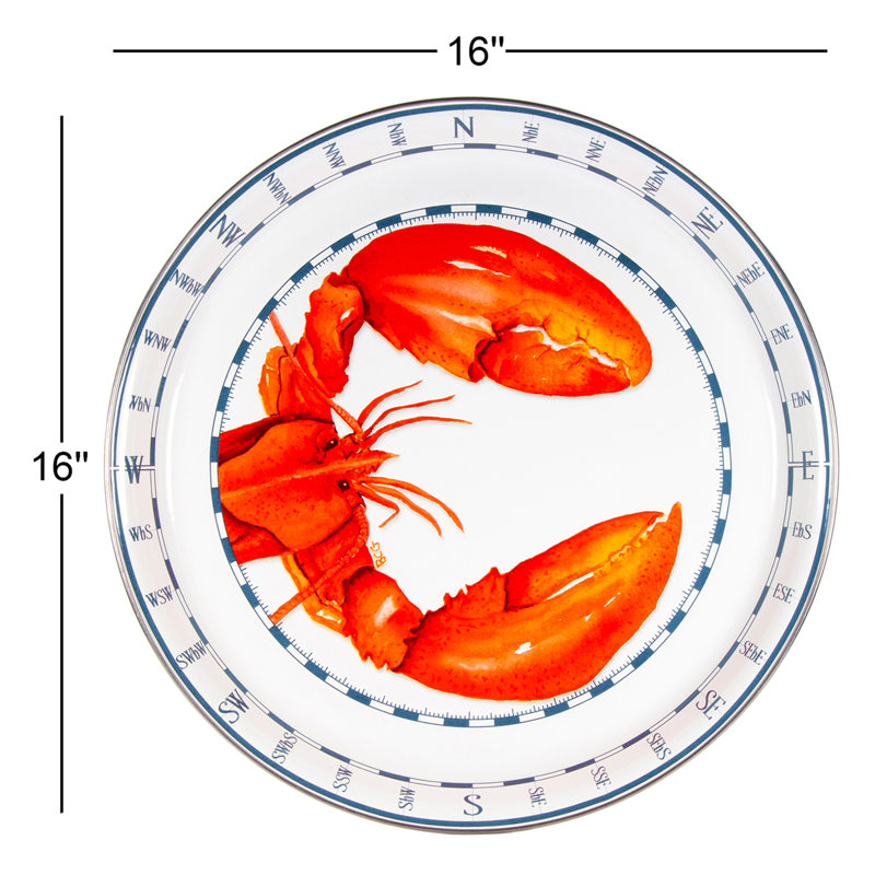 Golden Rabbit Enamelware Lobster 15.5" Serving Tray