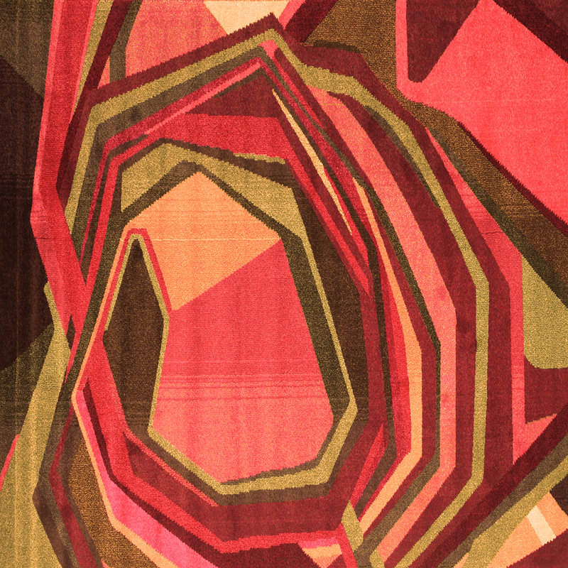 Tapis orange / vert / rouge en laine tissée à la machine Chaselyn, Carré 3 pi