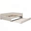 Lit plateforme double tapissier avec USB et lit gigogne simple, beige-1174465696