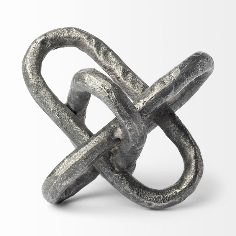 Petite sculpture en métal à maillons de chaîne en argent