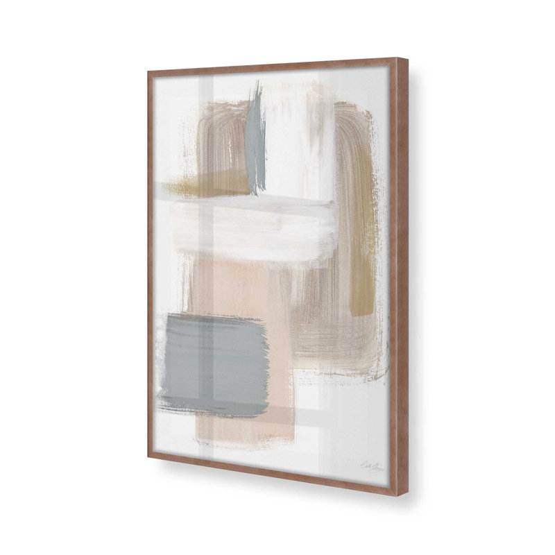 «Beige Ballet V1» sur papier, Encadré rose poudre, H 17 po x l 13 po