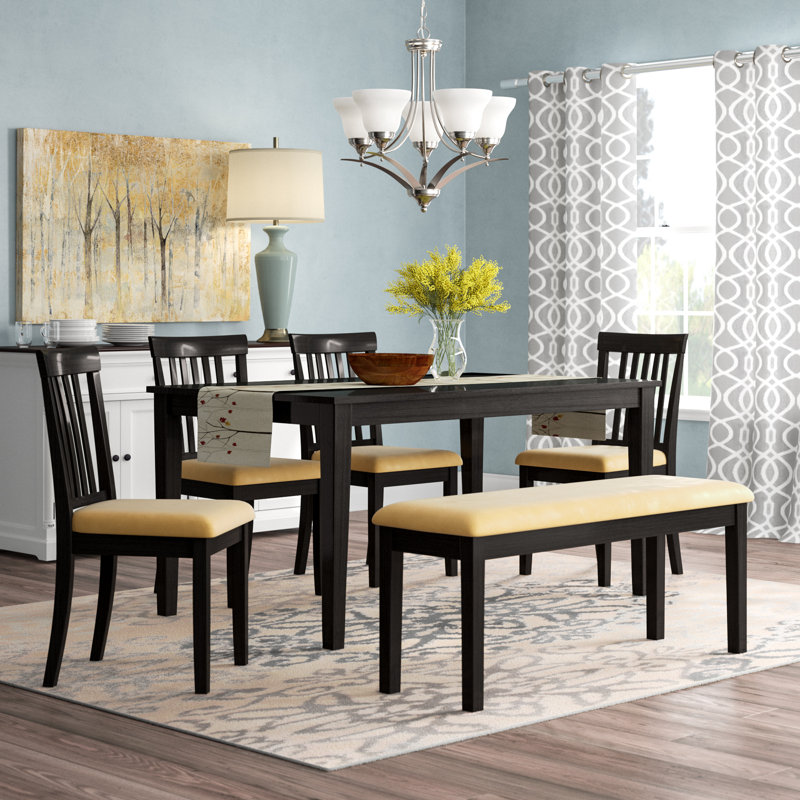 Peru 6-Person Solid Wood Four-Leg Dining Set