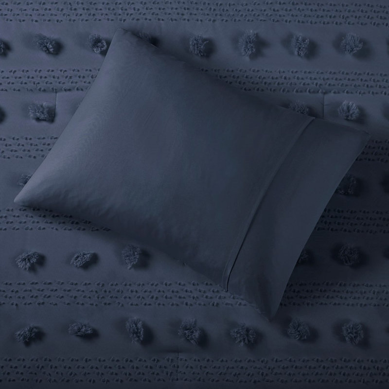 Luxurious Navy Jacquard Comforter Set For All-season