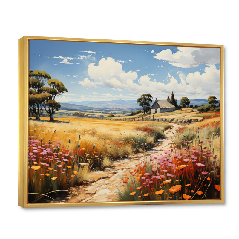 Farm Summer Fauvist Field IV, H 12 po x l 20 po x P 1 po, Cadre flottant doré