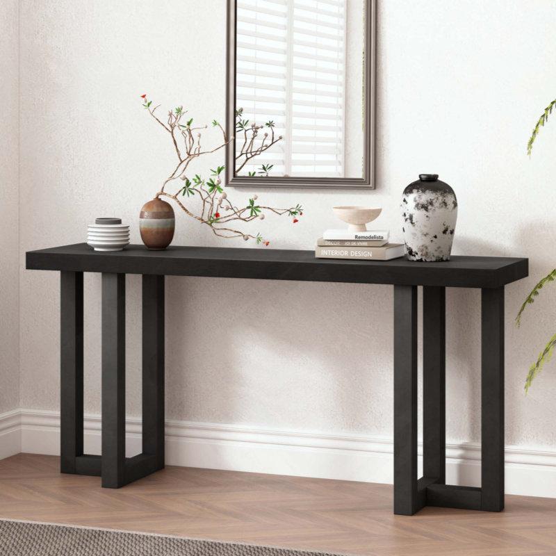 Console de conception géométrique avec pieds en pin massif, convenant au vestibule, au couloir, au salon, à la chambre à coucher