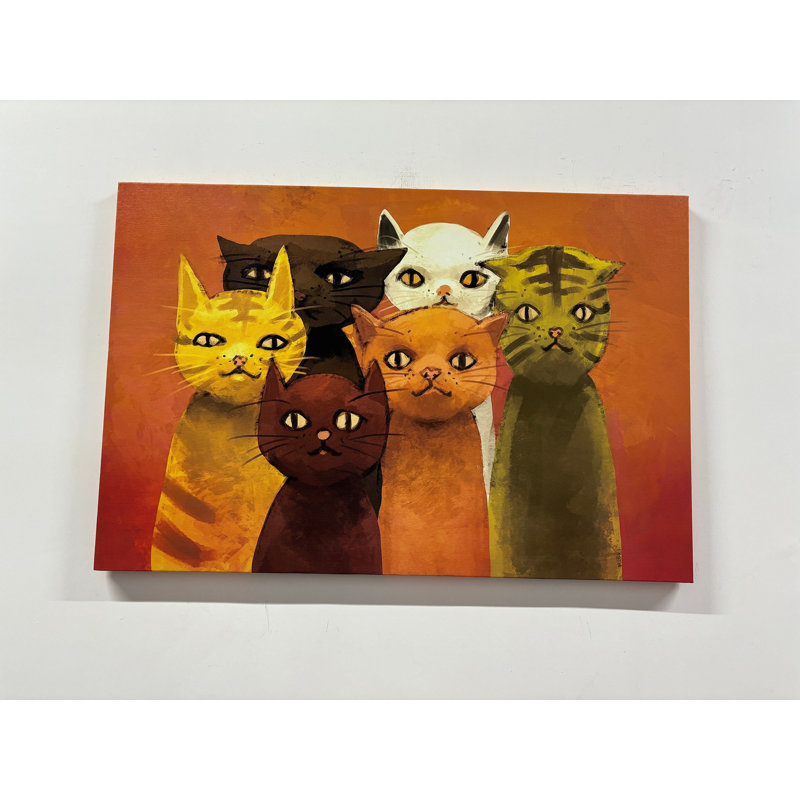 Art mural vibrant en toile de coton orange abstraite, parfait pour les amoureux des animaux à la recherche d'un décor unique