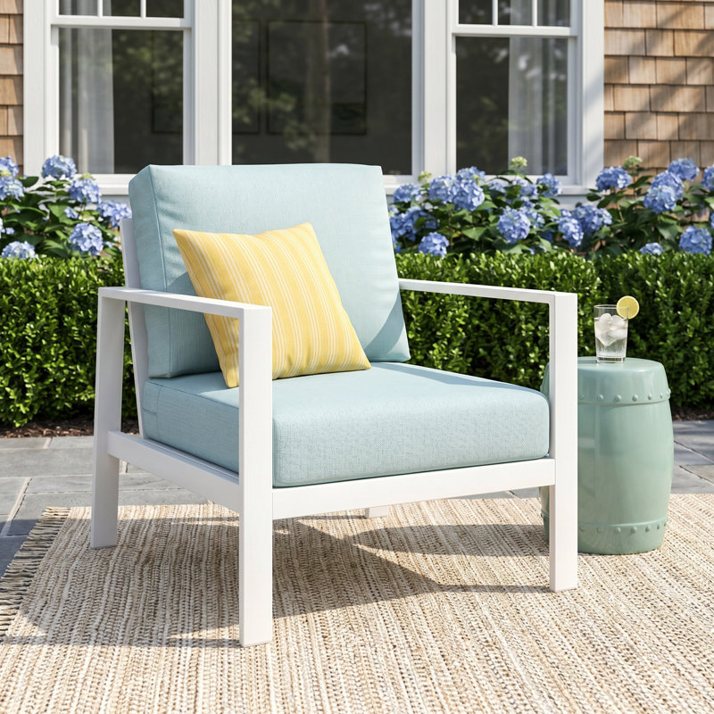 Townsend Metal Outdoor Lounge Club Chair With Sunbrella Cushion, Bliss Dew