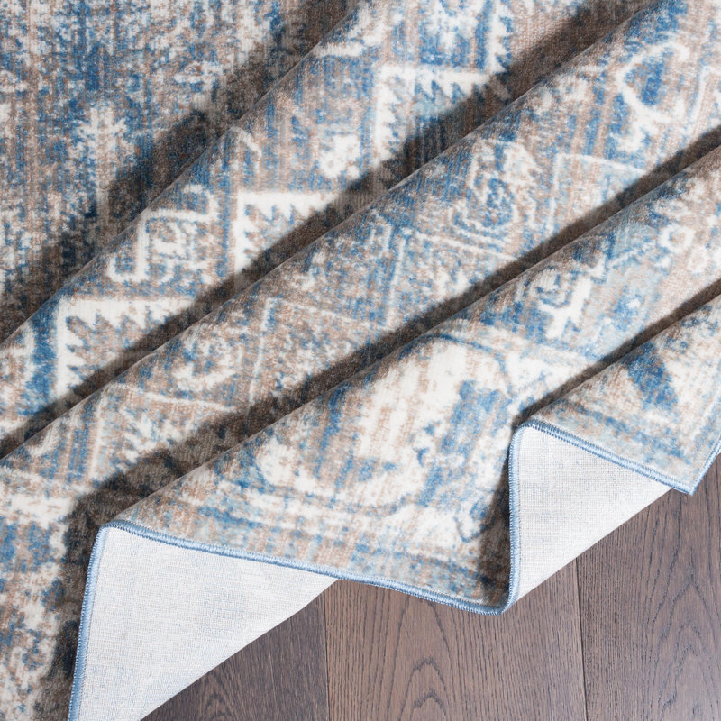 Tapis oriental bleu / beige Singletary, Rectangle 3 pi 3 po x 4 pi 11 po