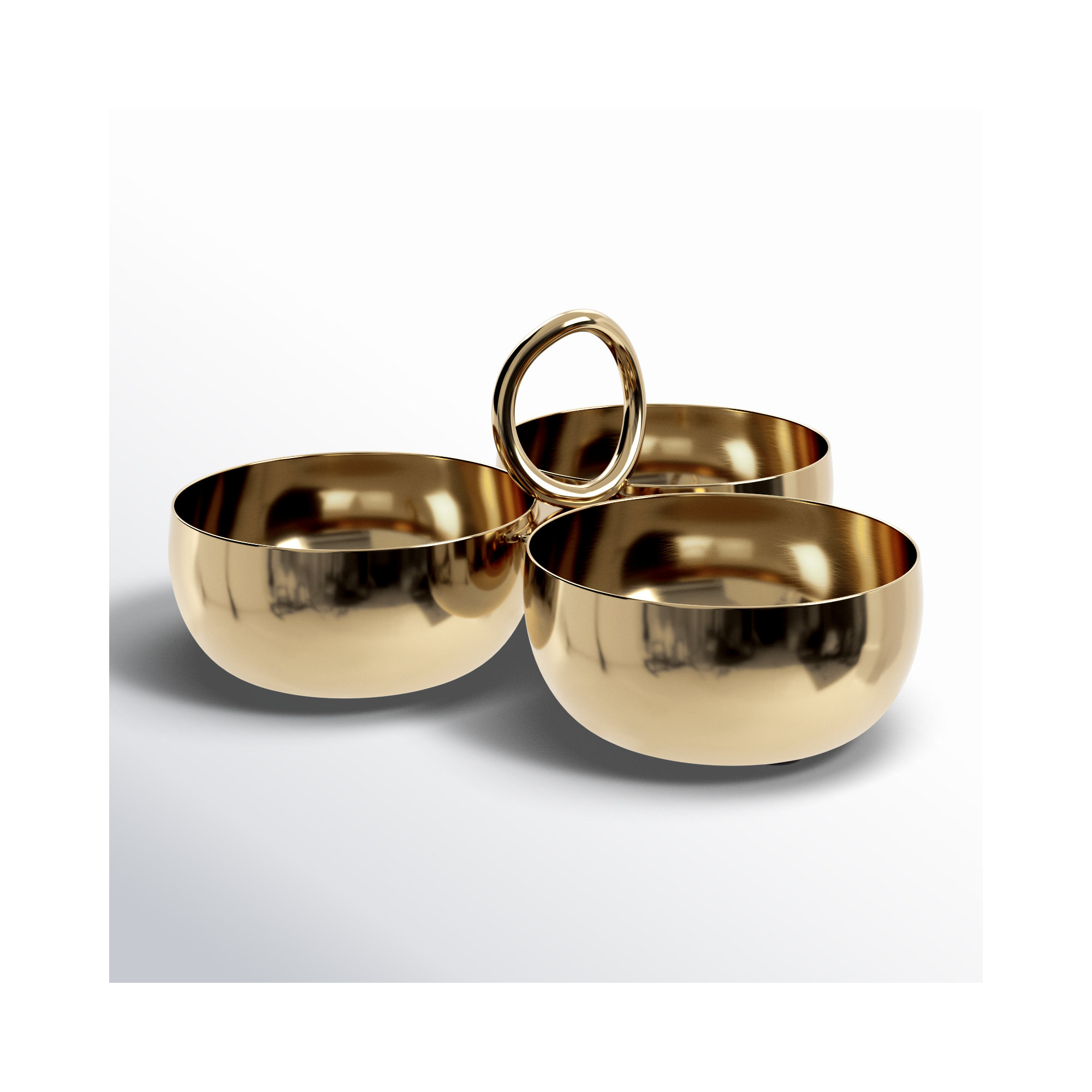 Round Steel/ Brass Condiment Server, Gold