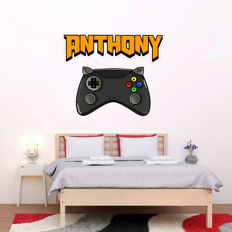 Adhésif décoratif nom et jeu vidéo, H 13 po x l 15,5 po, Orange