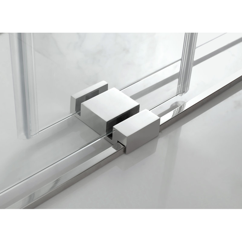 Porte de douche coulissante sans cadre à double dérivation h 75 po Rivage, Chrome