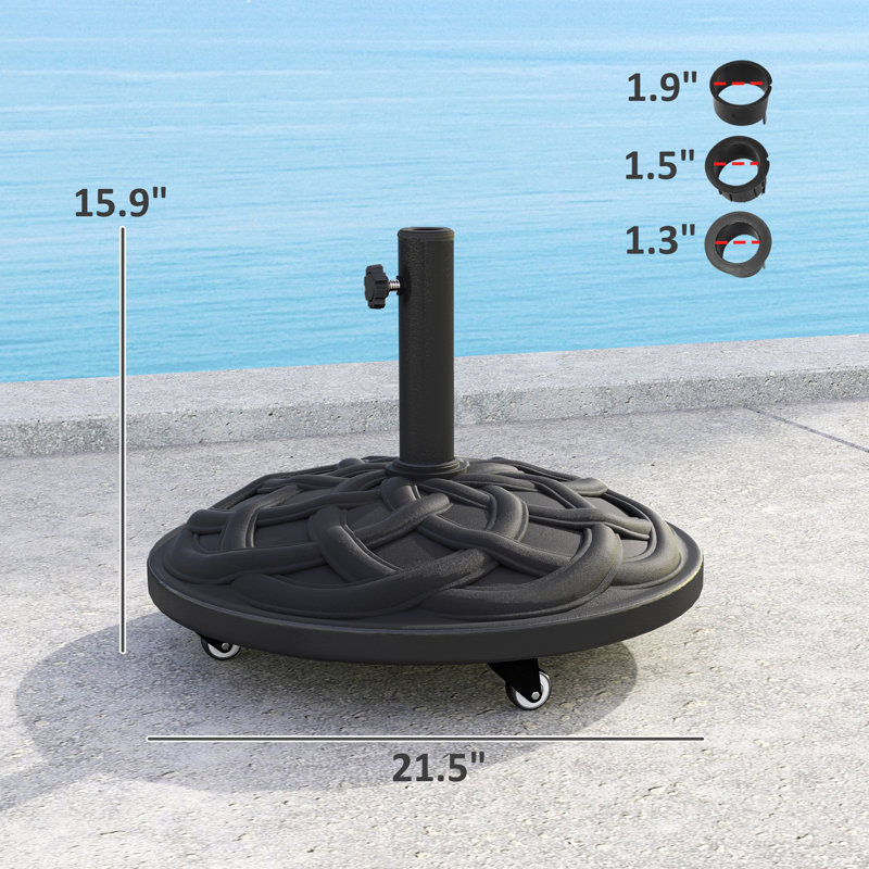 Base de support de parasol en résine, base de parasol ronde avec roues, porte-parasol robuste