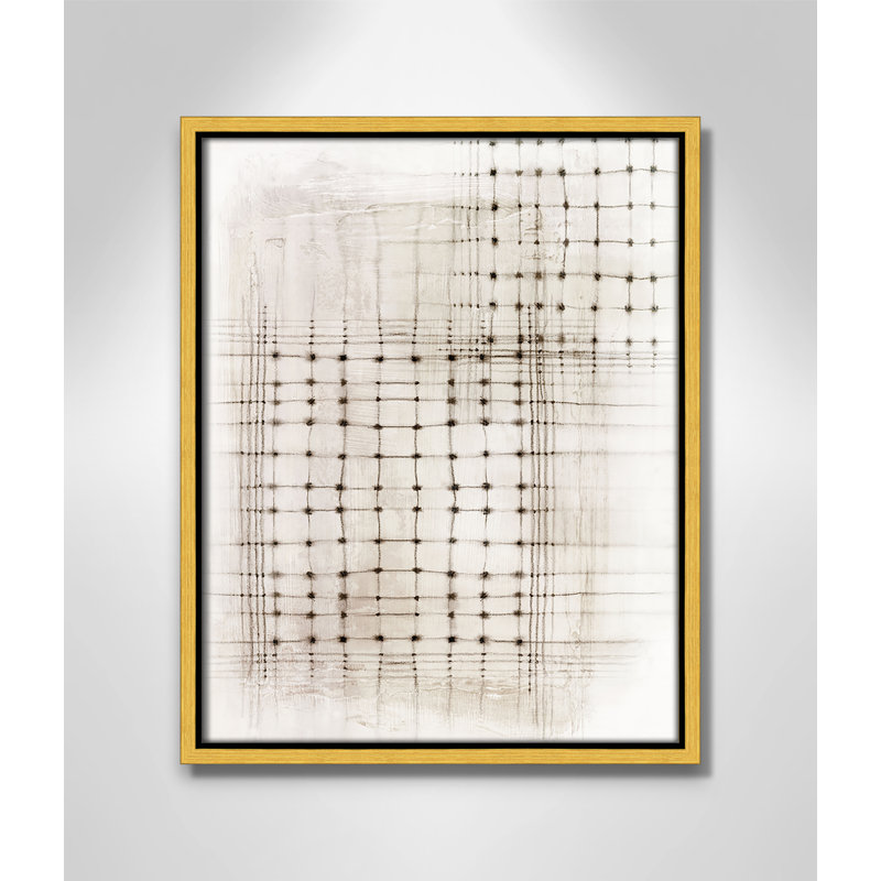 «Intersecting Lines in Quiet Neutralité II» par , H 15,5 po x l 12,5 po, Flotteur doré