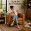 Fauteuil d'appoint Esin Mid-Century en cuir véritable Esa-1636945735
