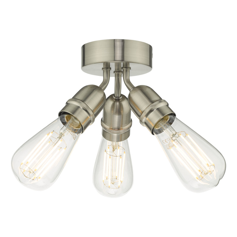 Ostrom Glass Semi Flush Mount, Satin Nickel