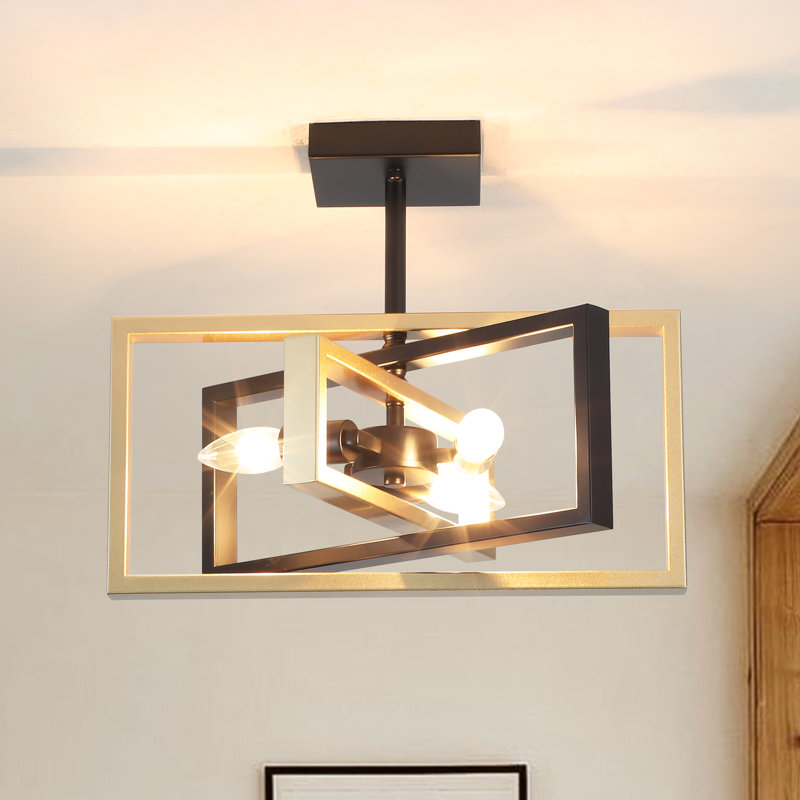Ekber Semi Flush Mount, Matte Black/Gold