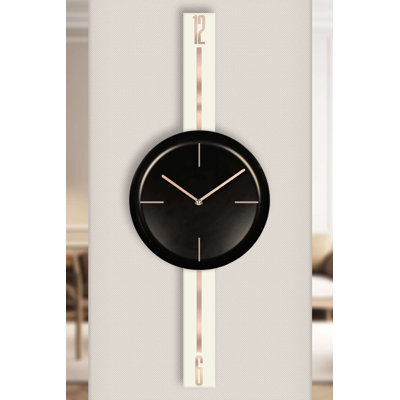 Elegant Decorative Wall Clock, Cream & Black, 11.8 in Diameter x 31.5 in Height | 100% Steel Construction, Thickness: 0.04 in | Stylish Home Decor for Living Room, Kitchen & Office, Timeless Design