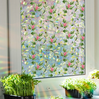 6pcs Red Fruit Translucent Curtain Sticker, Electrostatic Adsorption Sticker,reusable,12"*12"