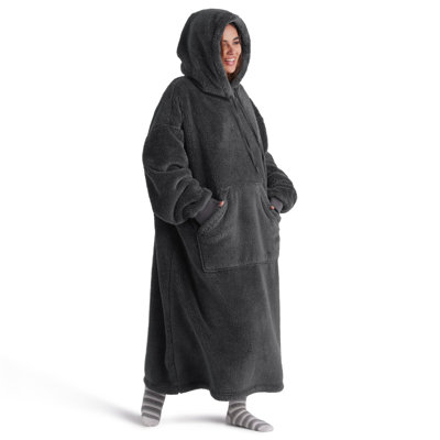 Bedsure Wearable Long Shaggy Sherpa Hooded Blanket