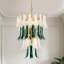 Lustre cascade moderne en verre blanc et vert émeraude à 9 lumières (65 cm de large).-939239370-939239372