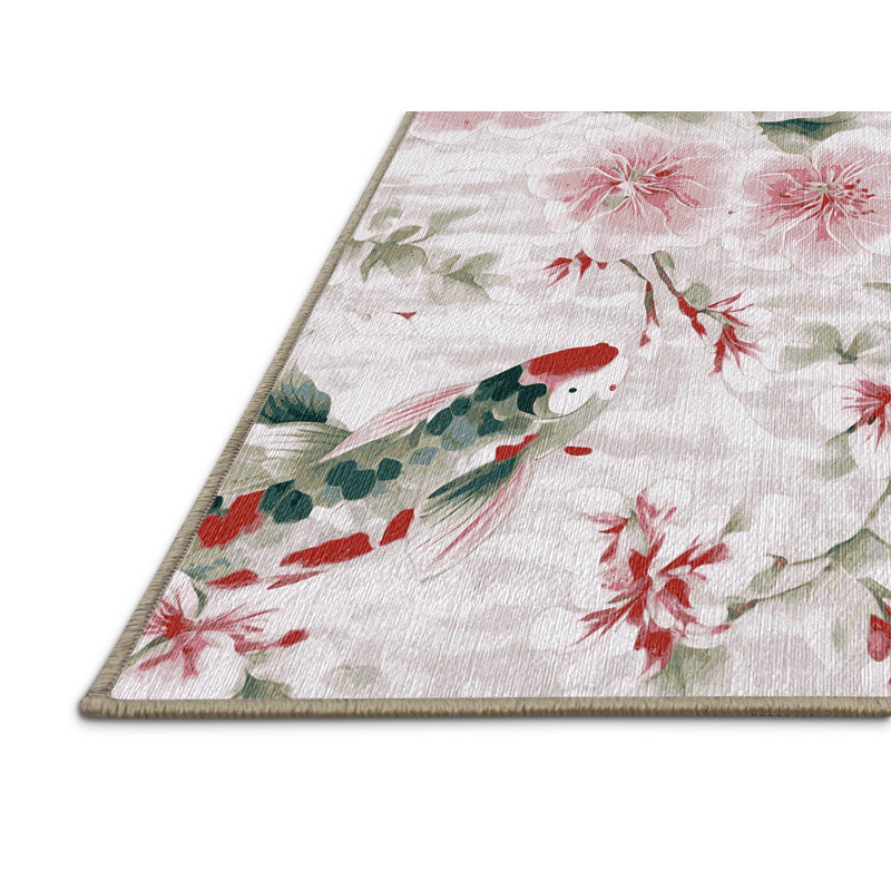 Machine Washable Beige Area Rug, Round 6'