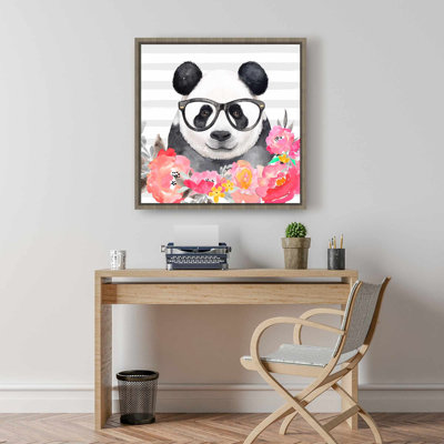Panda with Glasses Canvas  Asian Bedroom Floral Home Decor